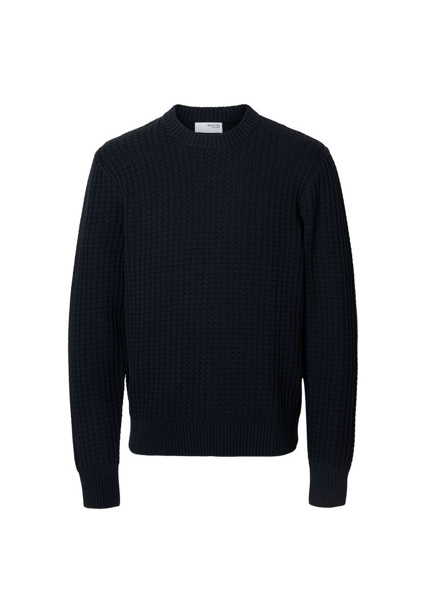 Strukturierter Strick-Pullover mit Rundhalsausschnitt