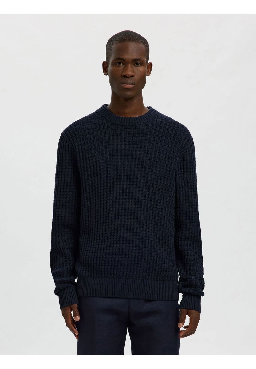 Strukturierter Strick-Pullover mit Rundhalsausschnitt