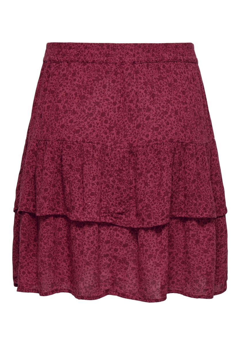 Geblümter, gestufter Minirock mit Rüschen