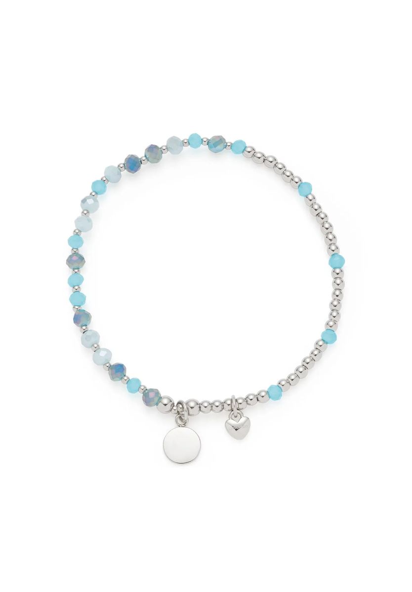 Edelstahl-Perlenarmband mit Herz-Anhänger