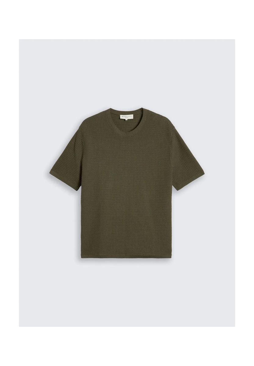 Strukturierter Waffelstrick-Kurzarm-Pullover