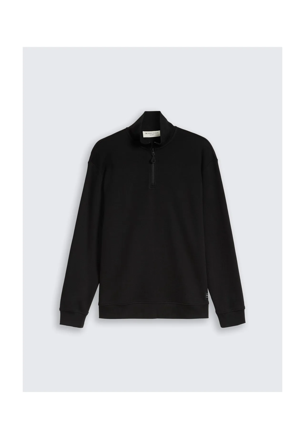 Strukturierter Half-Zip-Sweatshirt aus Baumwolle