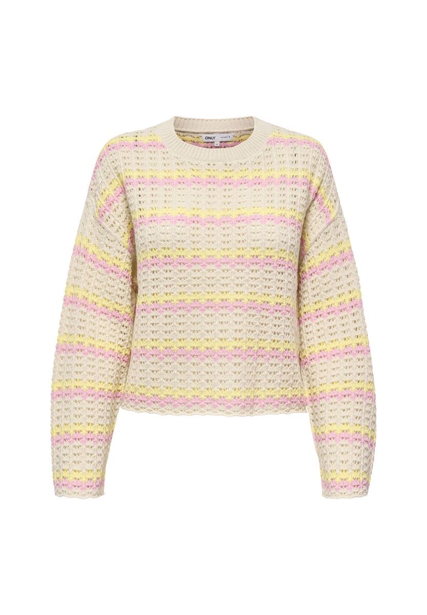 Gestreifter, offen gestrickter Pullover