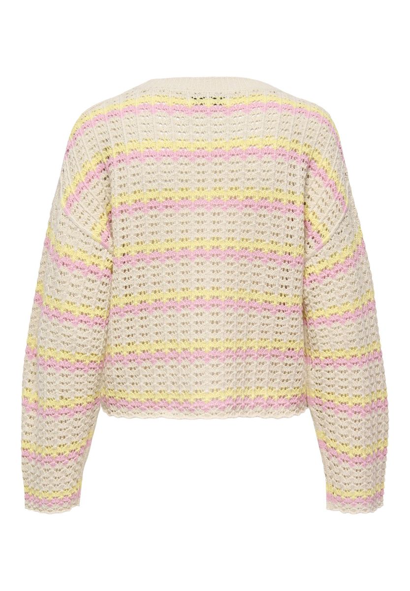 Gestreifter, offen gestrickter Pullover