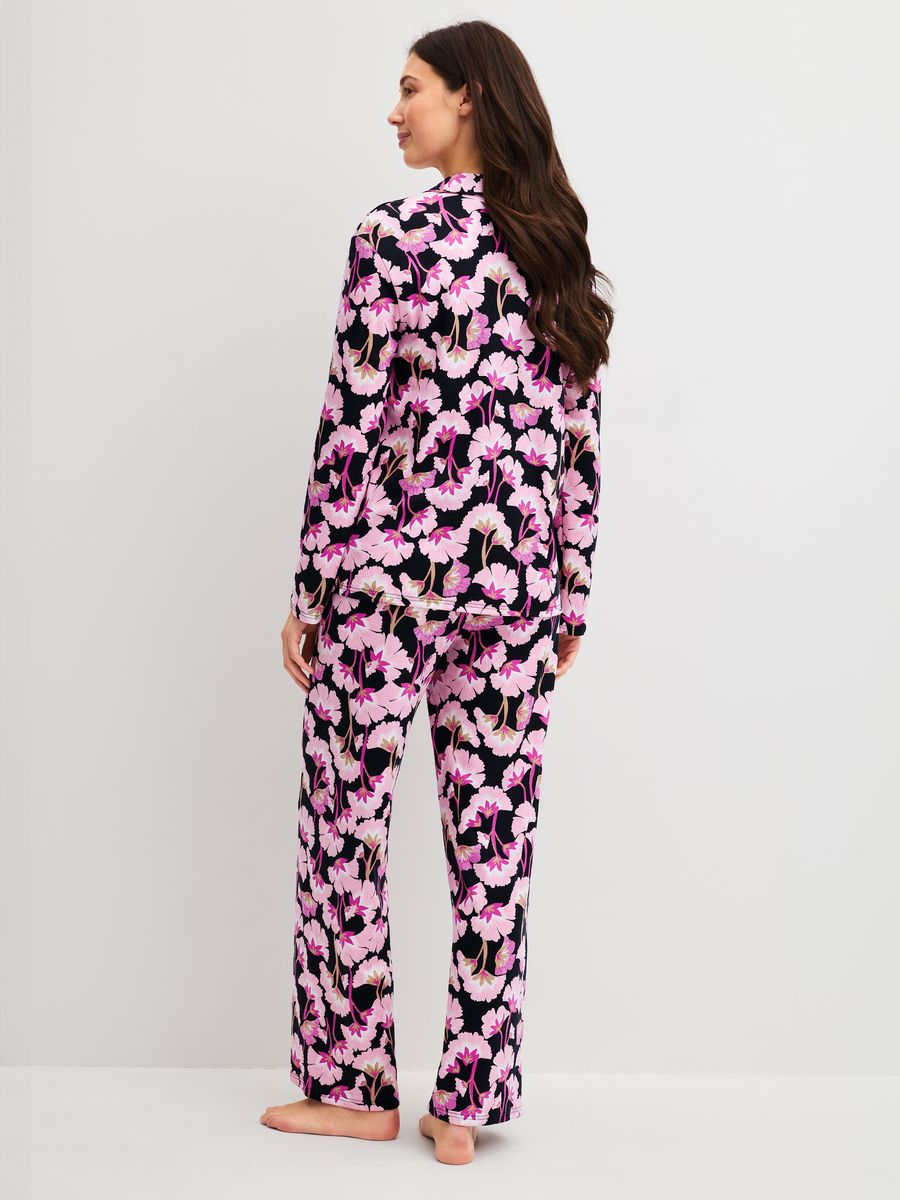 Geblümtes Baumwoll-Pyjama-Set
