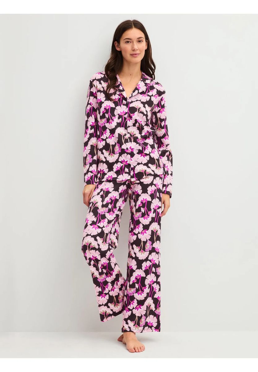 Geblümtes Baumwoll-Pyjama-Set