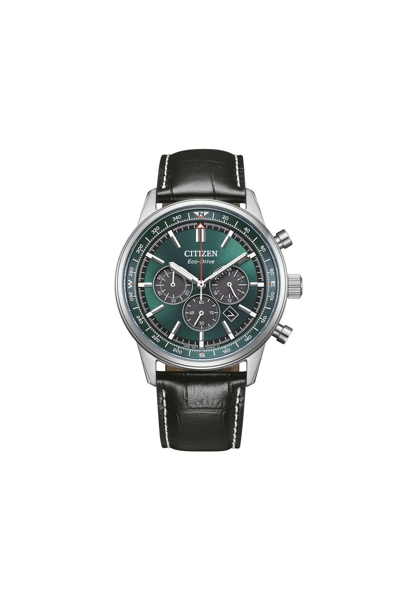 Solarbetriebener Chronograph mit Lederarmband