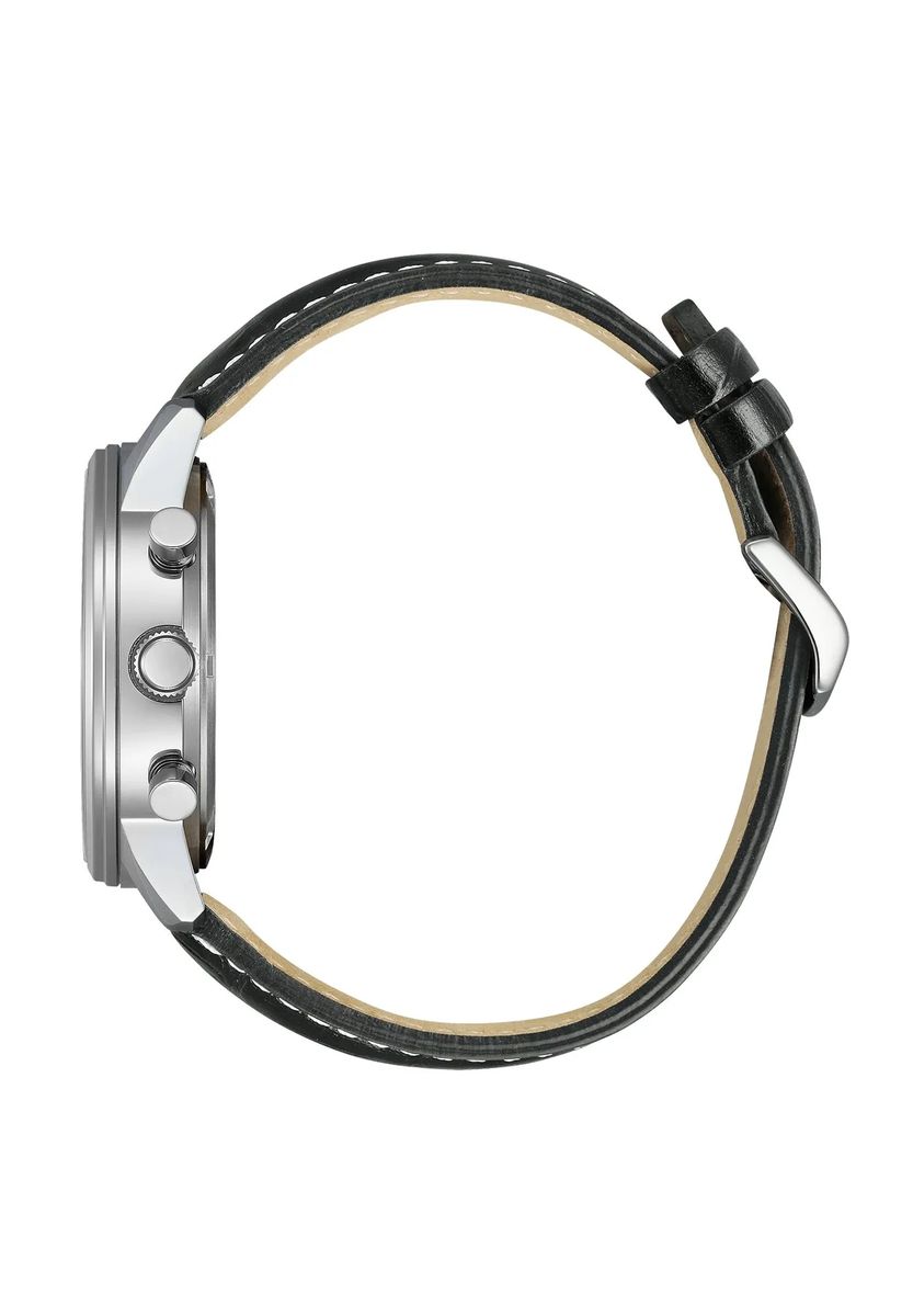 Solarbetriebener Chronograph mit Lederarmband