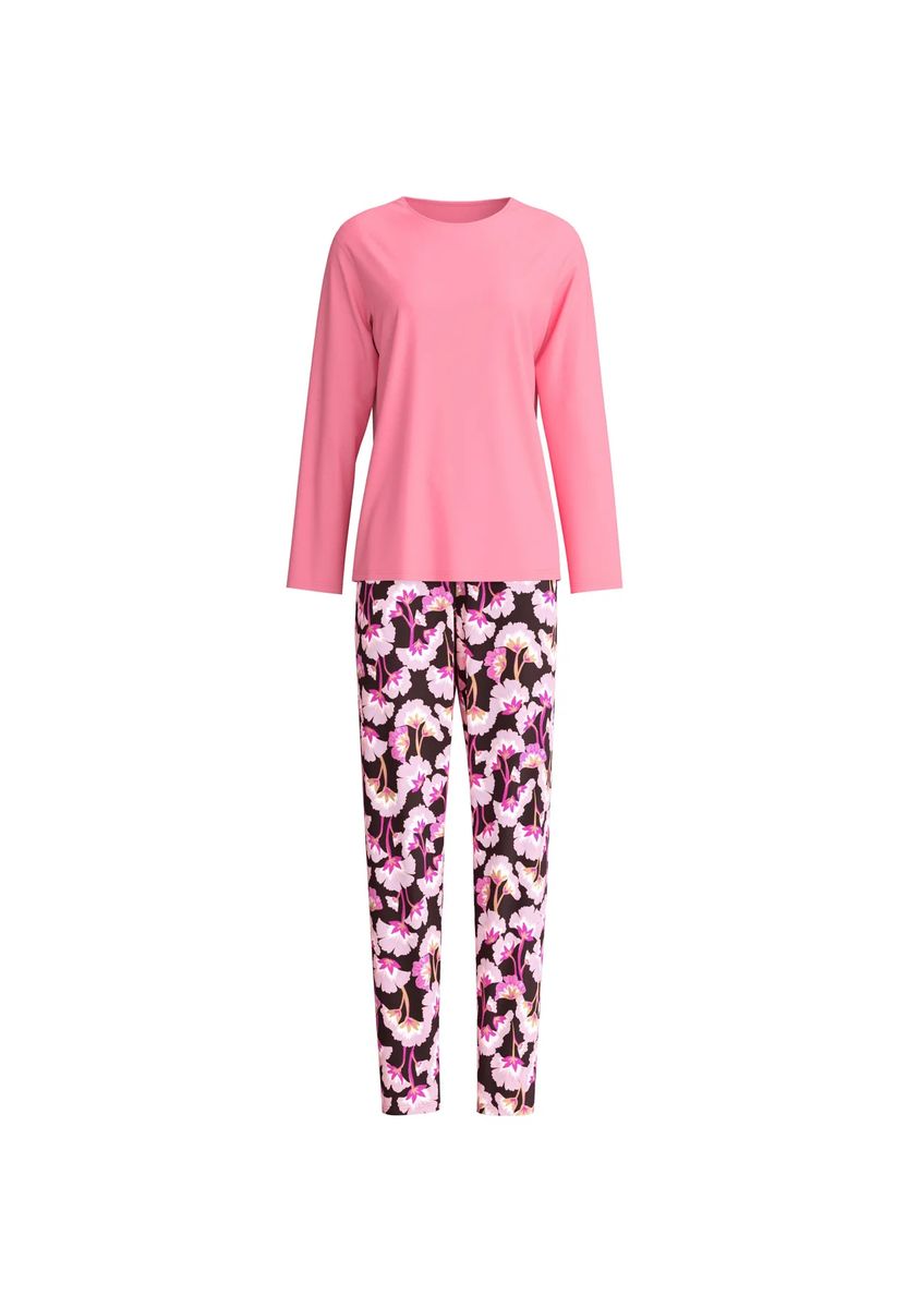 Langärmeliges Baumwoll-Pyjama-Set mit Blumenmuster