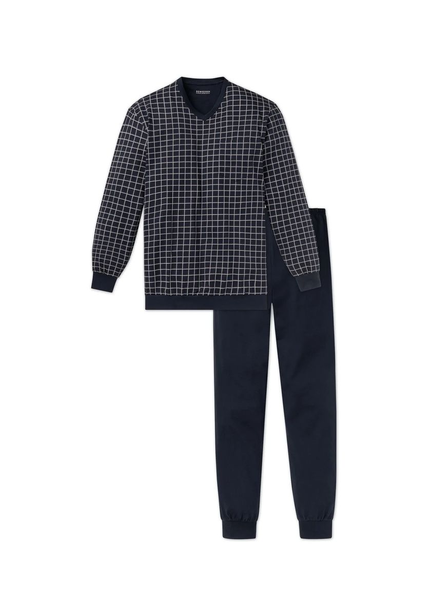 Klassisches kariertes Baumwoll-Pyjama-Set