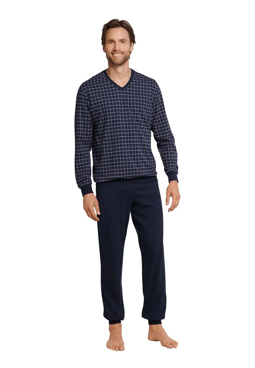 Klassisches kariertes Baumwoll-Pyjama-Set