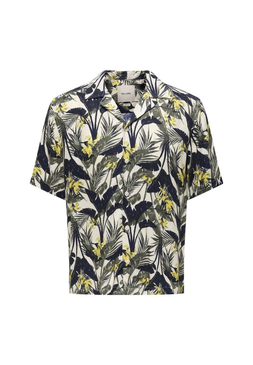 Kurzärmliges Hemd mit tropischem Print