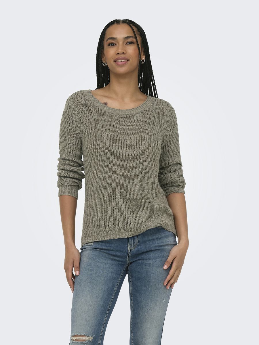 Strukturierter High-Low Strickpullover