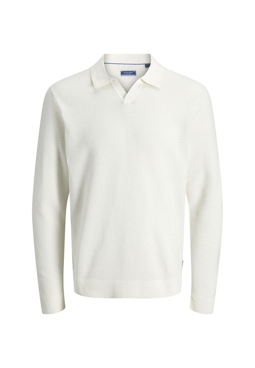 Strukturierter Polo-Pullover aus Baumwollstrick