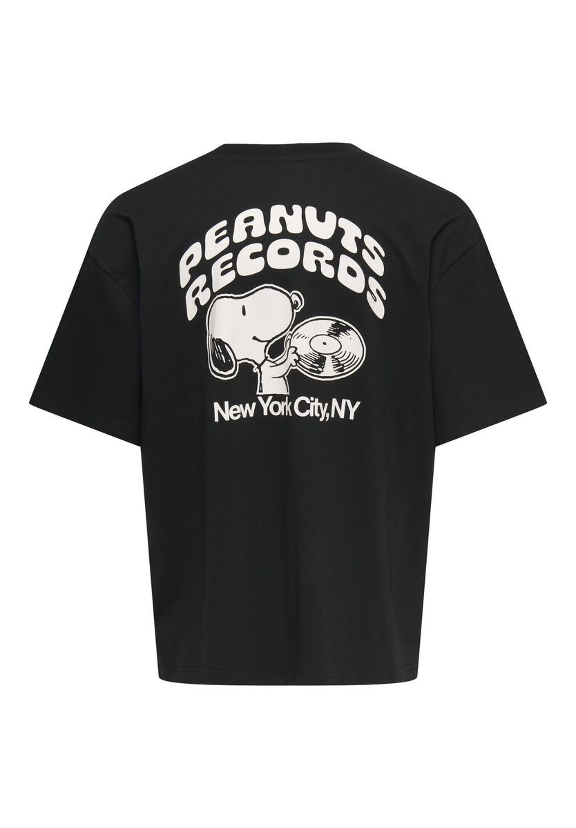 Schwarzes T-Shirt mit Grafikdruck aus Baumwolle