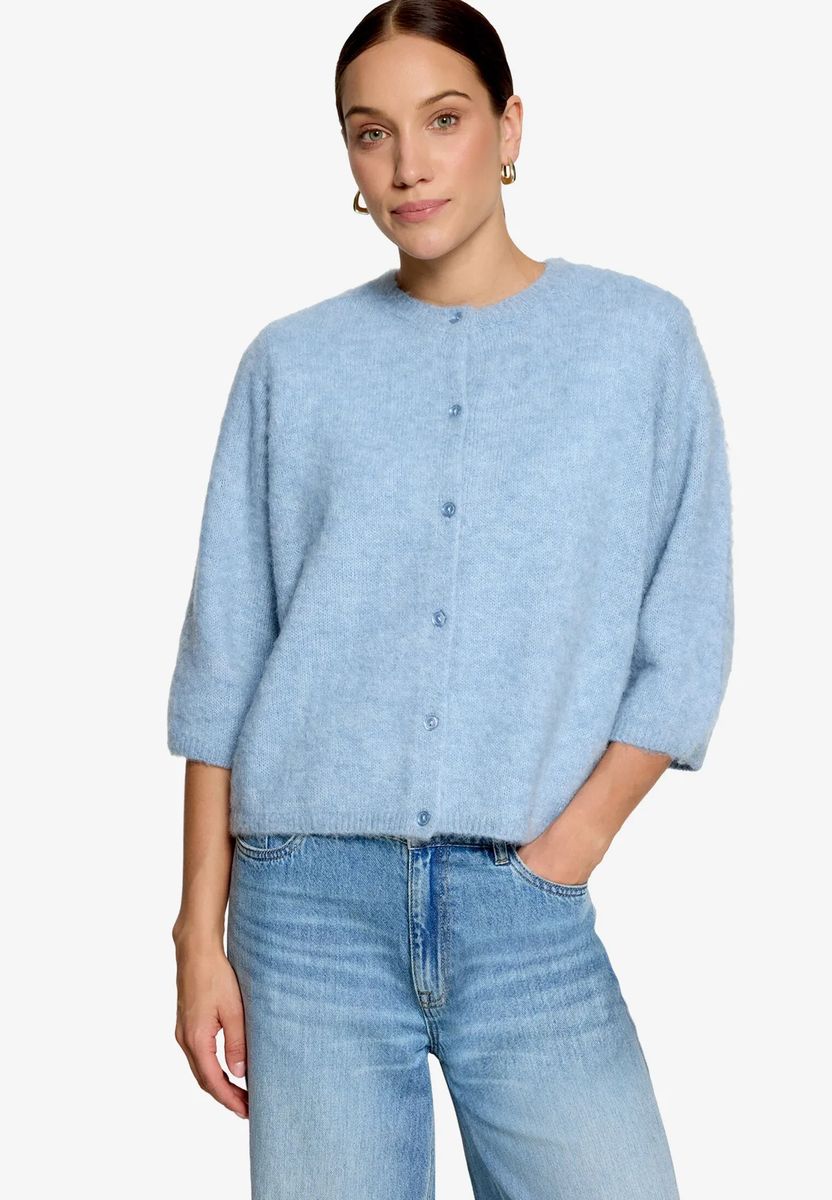 Weicher flauschiger Kurzarm-Cardigan