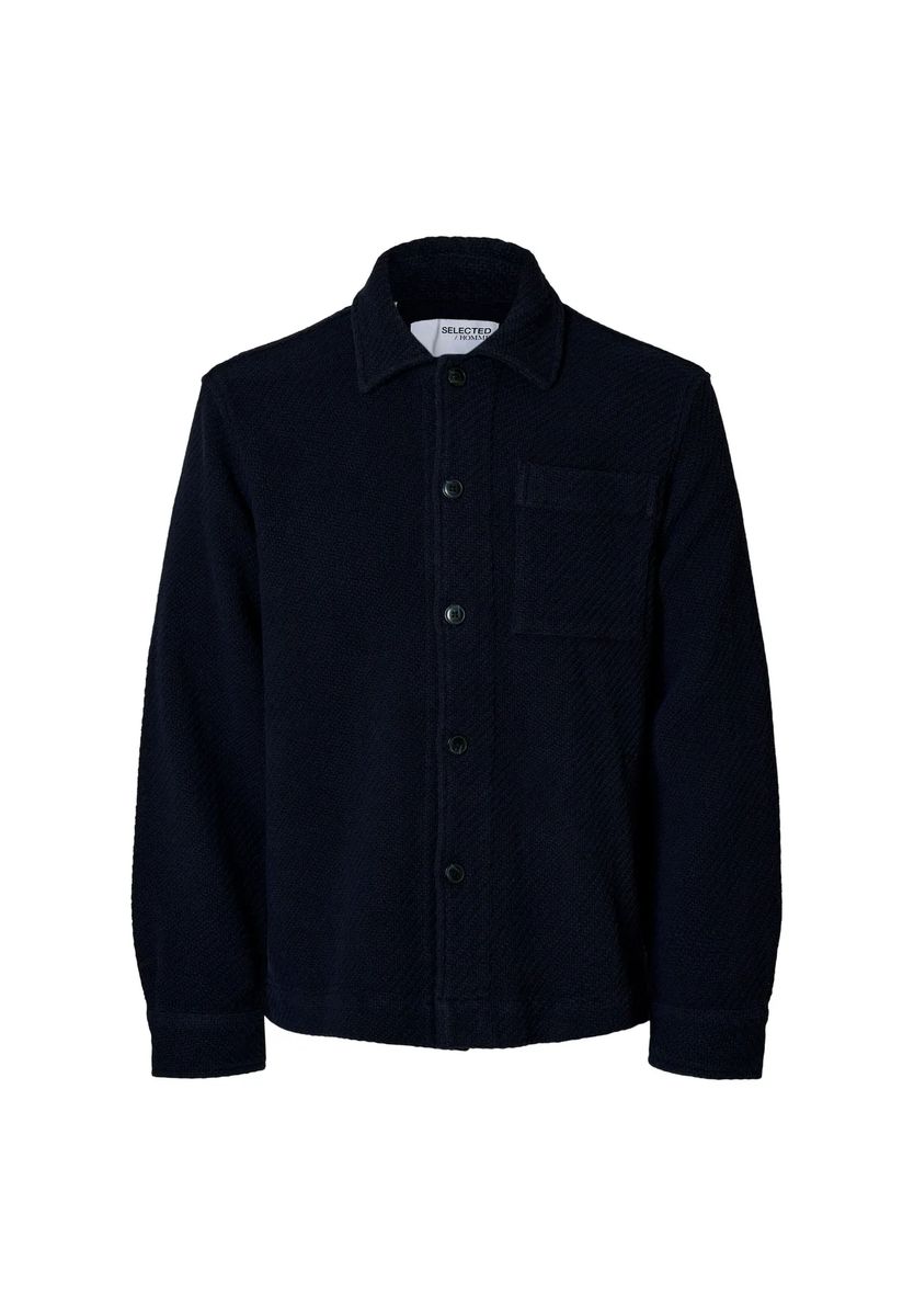 Strukturiertes Baumwoll-Overshirt mit Knöpfen