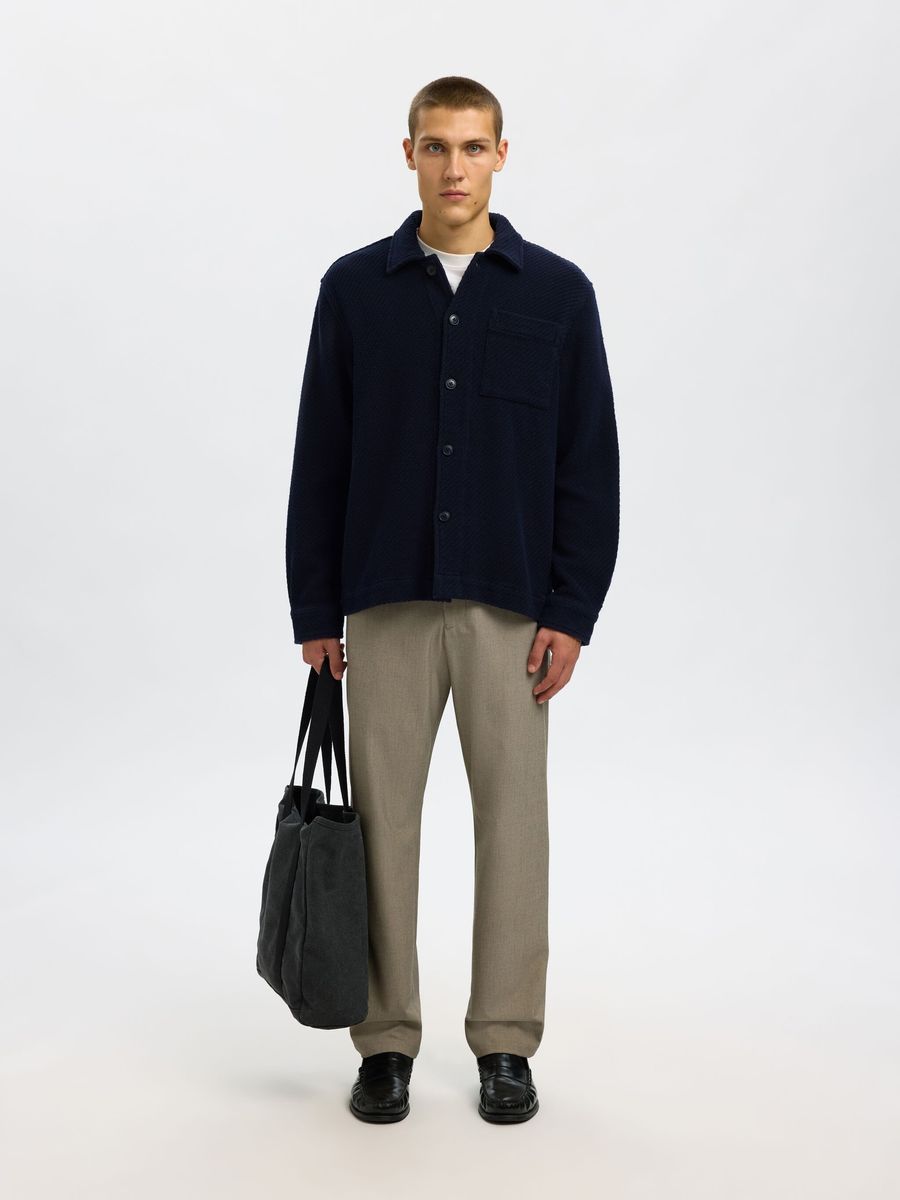 Strukturiertes Baumwoll-Overshirt mit Knöpfen