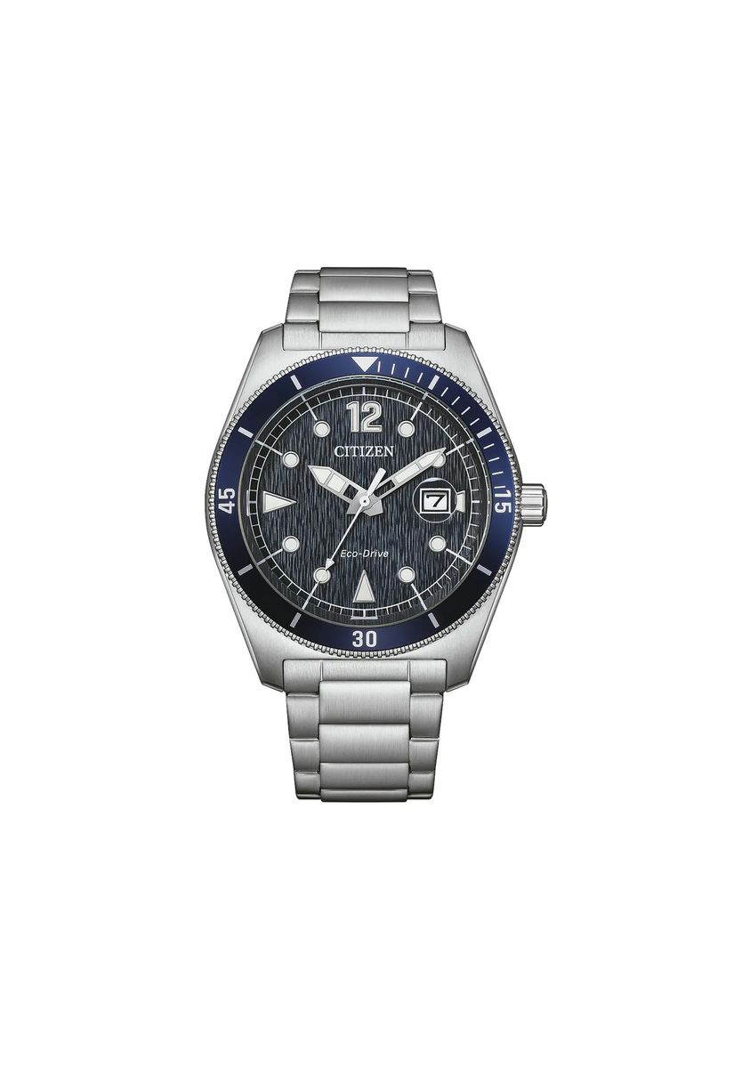 Sportliche Eco-Drive Edelstahl Armbanduhr