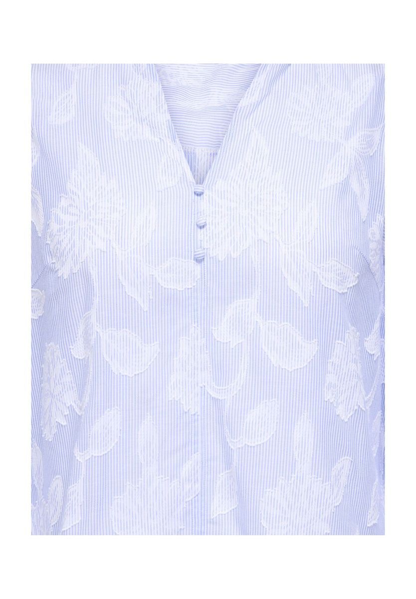 Gestreiftes, langärmeliges Oberteil mit Blumenstickerei