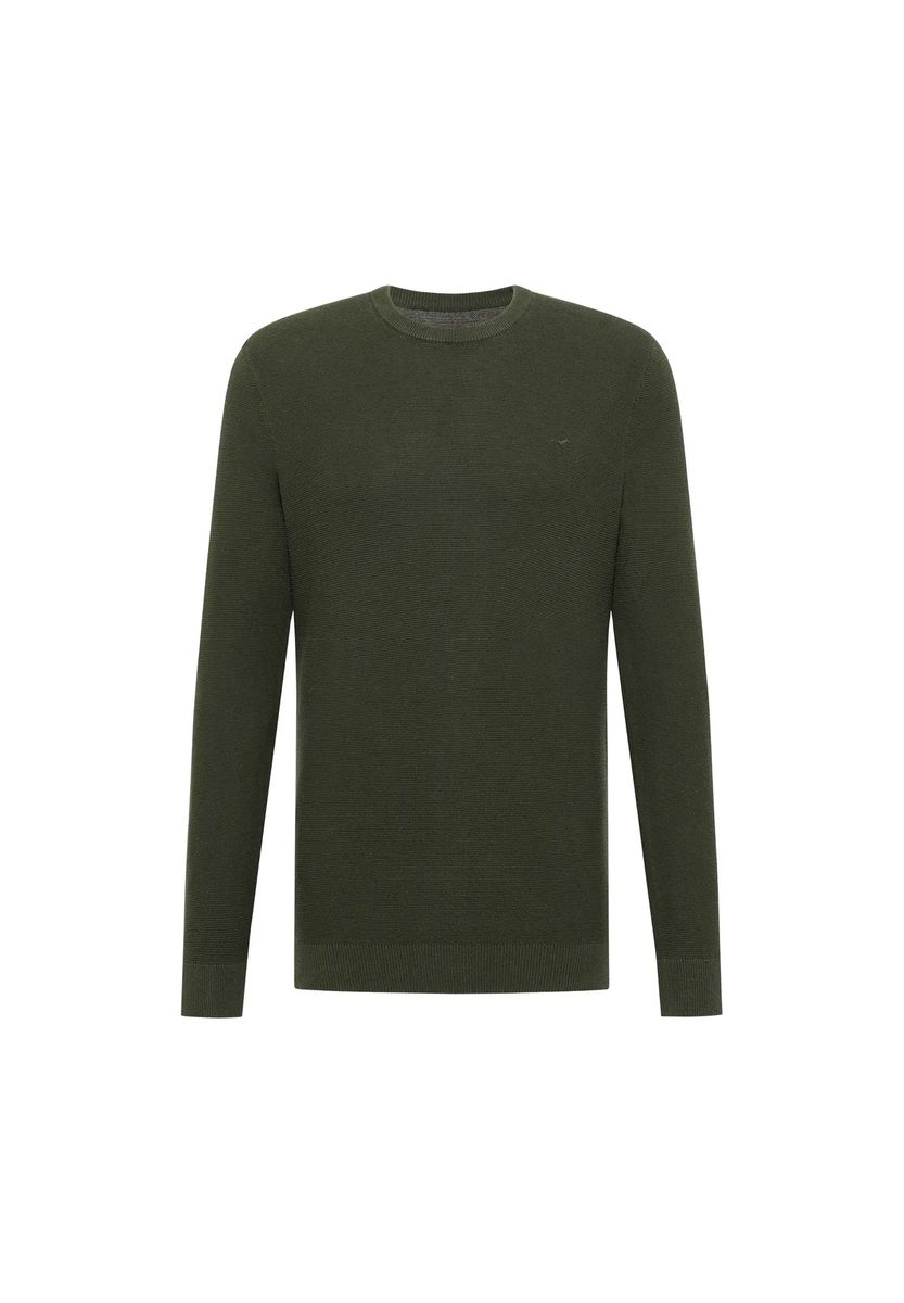 Feingestrickter Baumwollpullover mit Rundhalsausschnitt