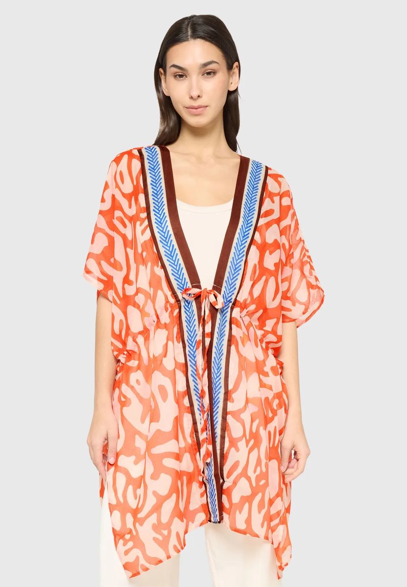 Fließender Kaftan mit abstraktem Print