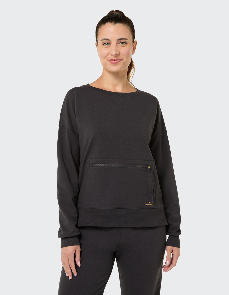 Relaxter Sweatshirt mit Reißverschlusstasche