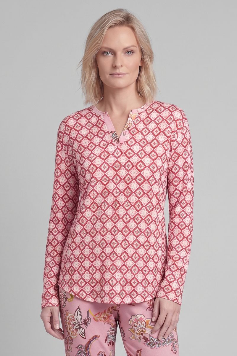 Loungewear-Oberteil mit geometrischem Kachelmuster