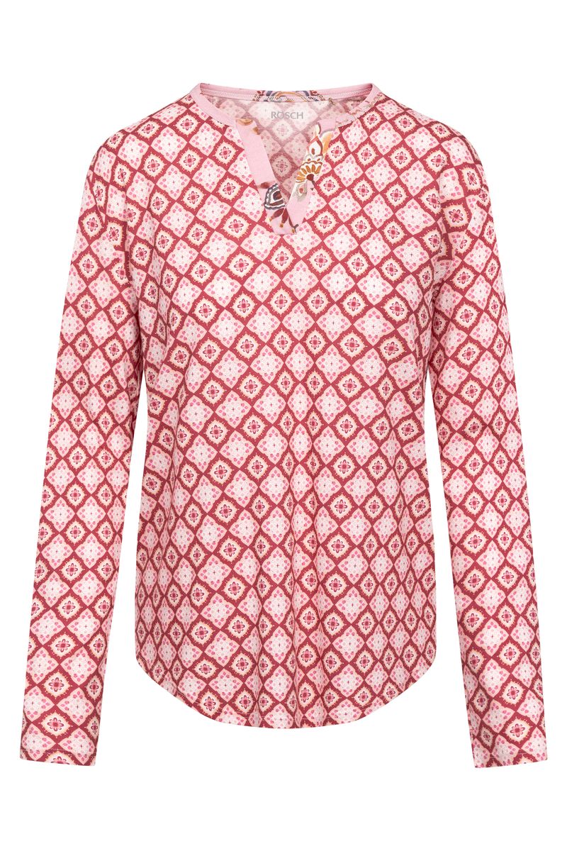 Loungewear-Oberteil mit geometrischem Kachelmuster