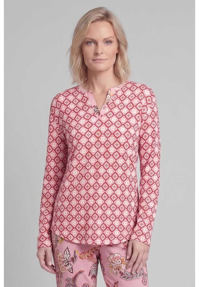 Loungewear-Oberteil mit geometrischem Kachelmuster