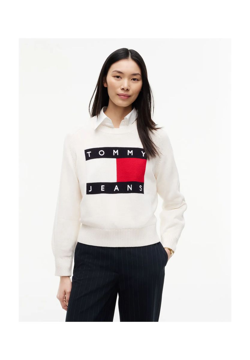 Klassischer Logo-Strickpullover mit Wollanteil