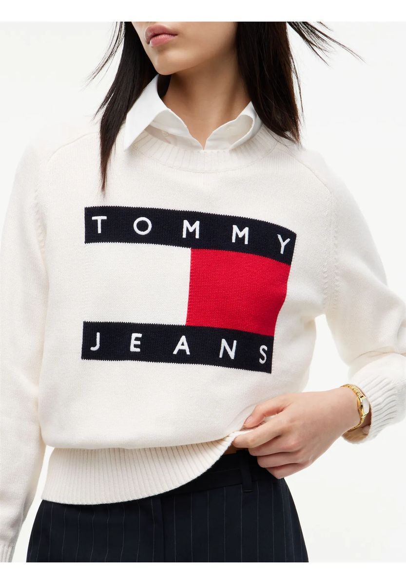 Klassischer Logo-Strickpullover mit Wollanteil