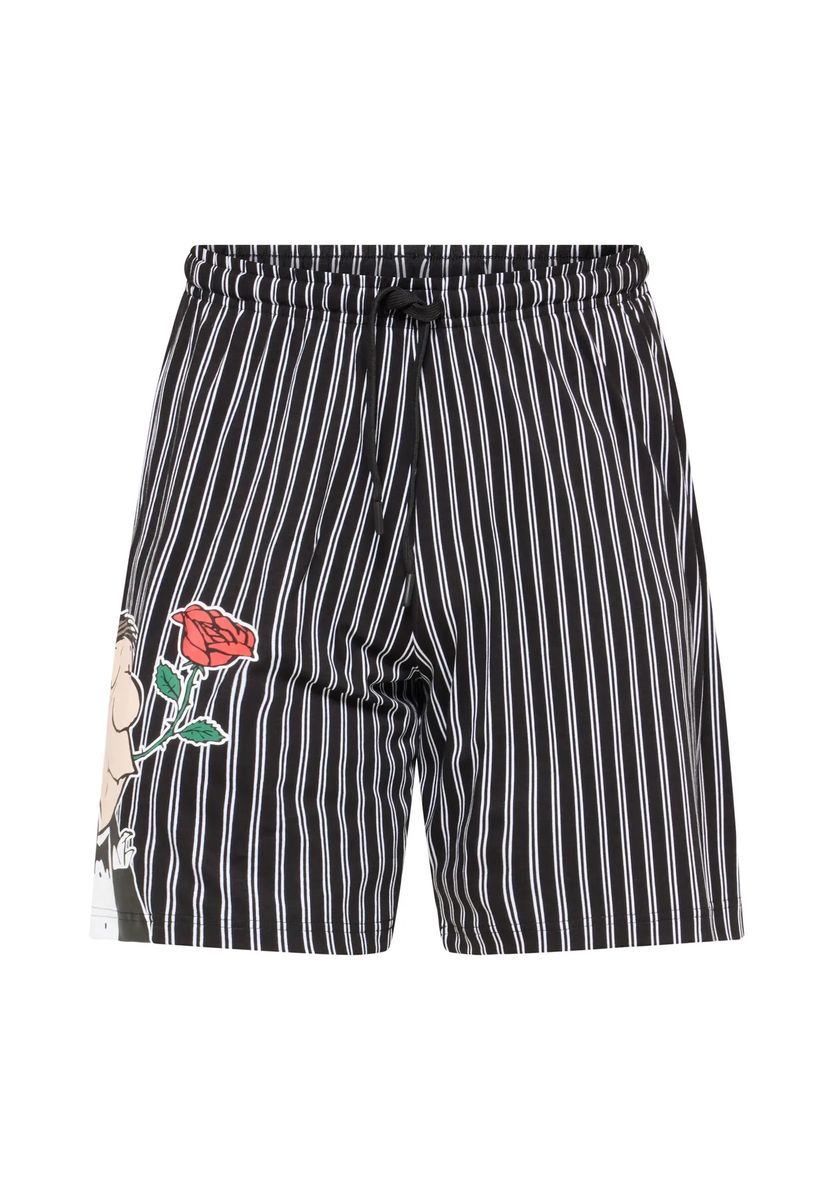 Gestreifte Loriot Grafik Schlafshorts
