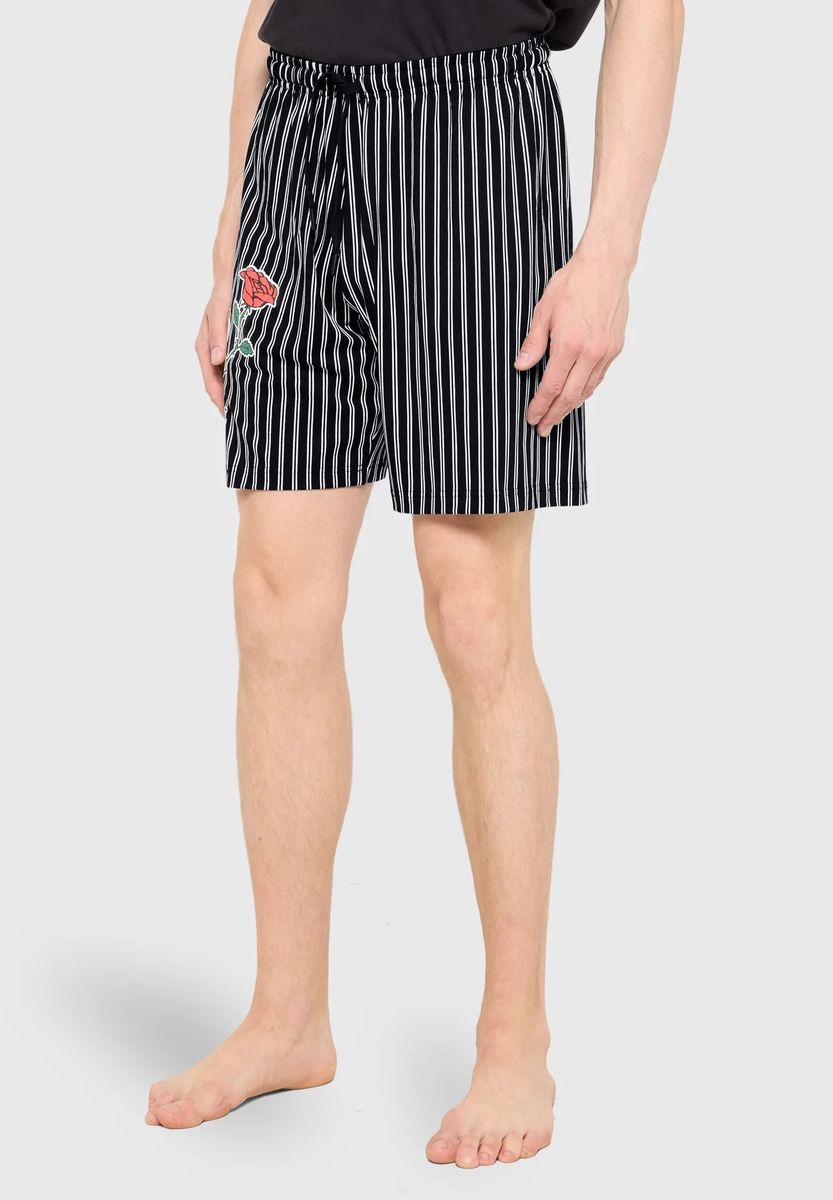 Gestreifte Loriot Grafik Schlafshorts