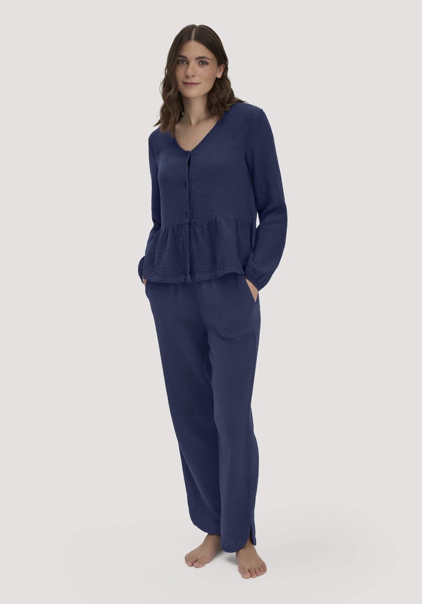 Lockere Loungehose aus Bio-Musselin