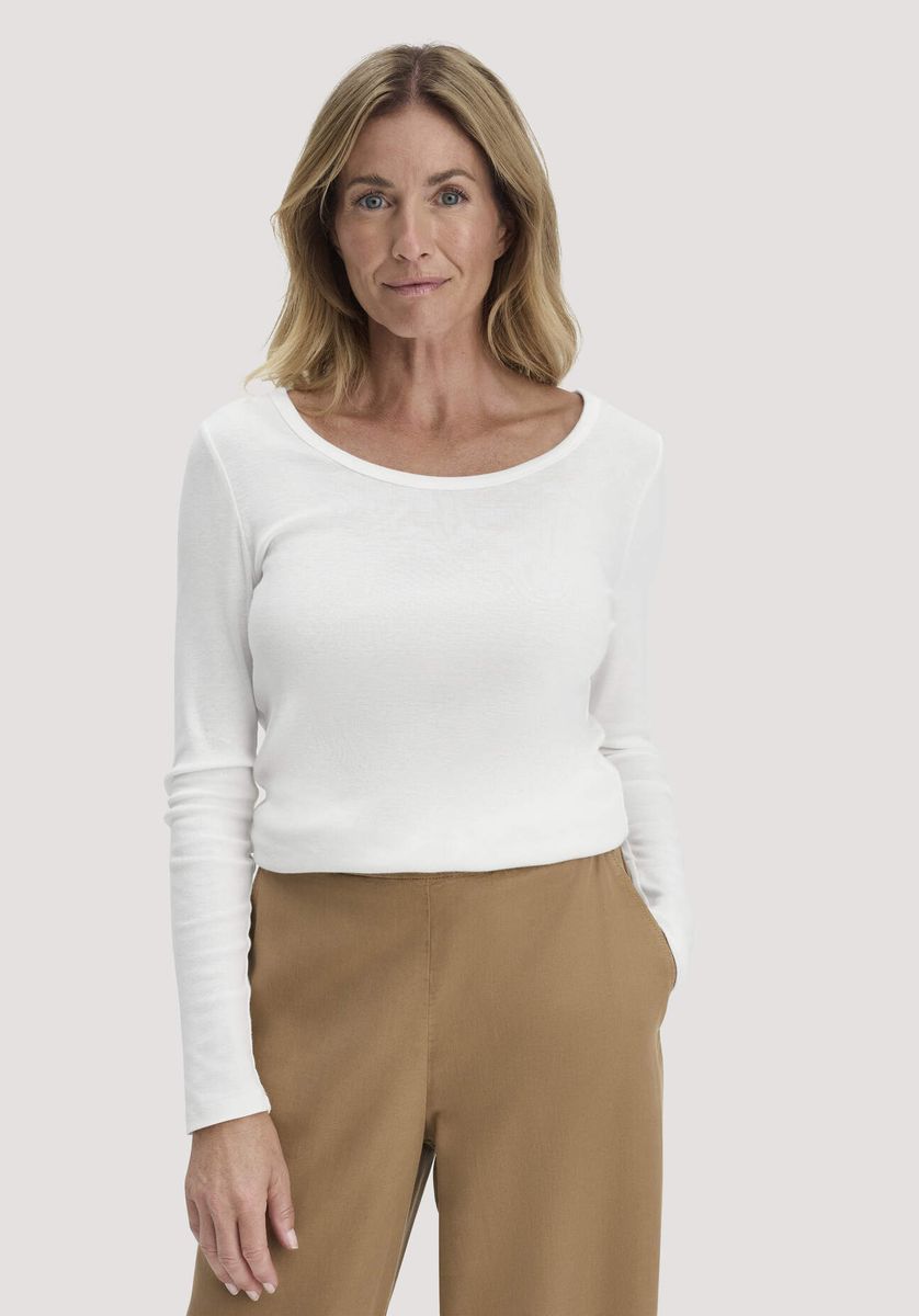 Rippstrick-Langarmshirt aus Baumwolle und Modal