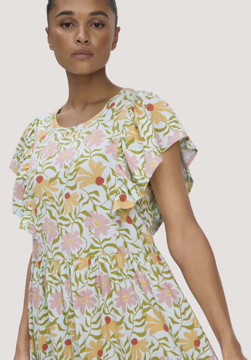 Bedrucktes Midikleid mit Rüschen