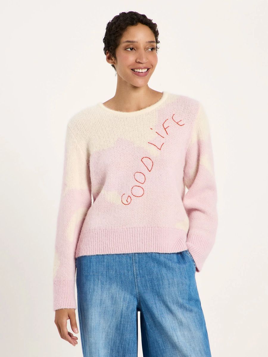 Gemütlicher Alpaka-Mix-Pullover mit Slogan