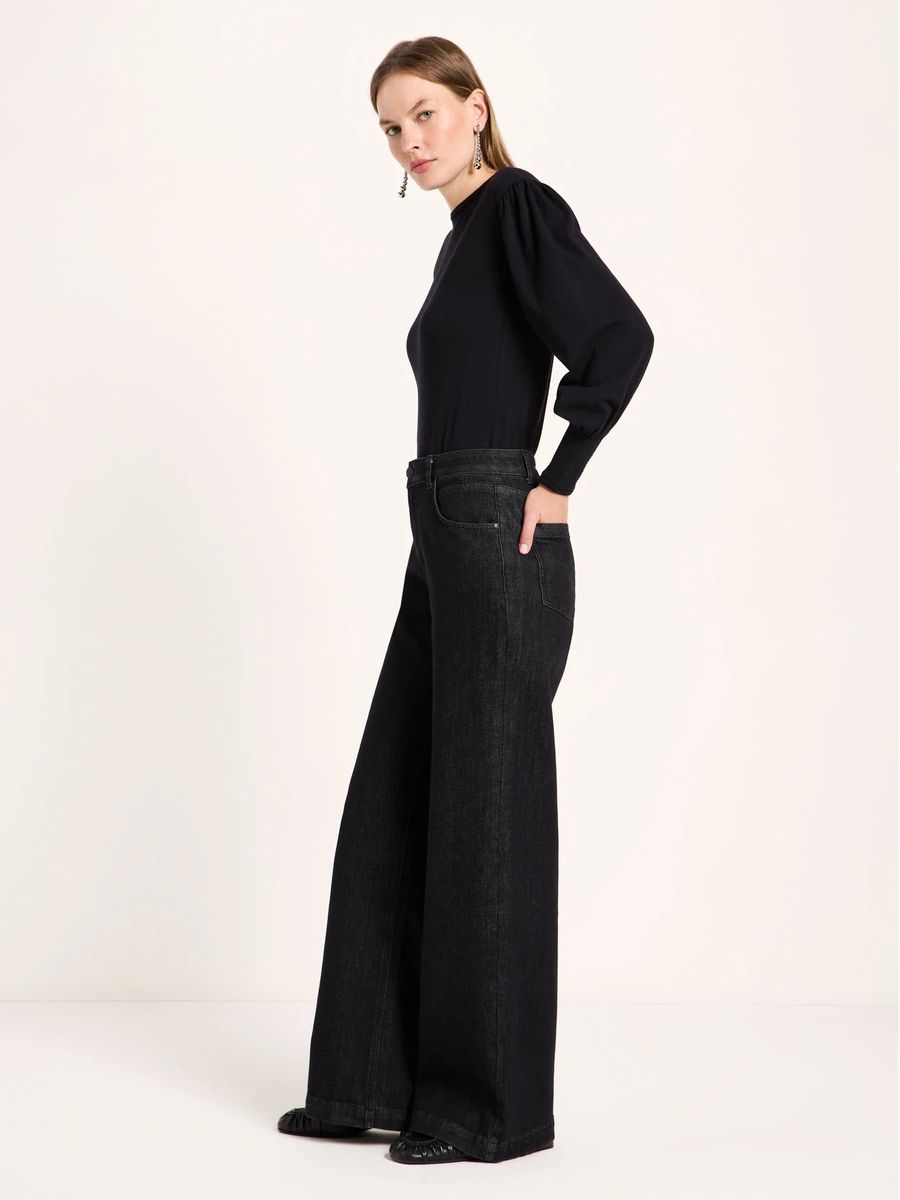 High-Waist-Jeans mit weitem Bein