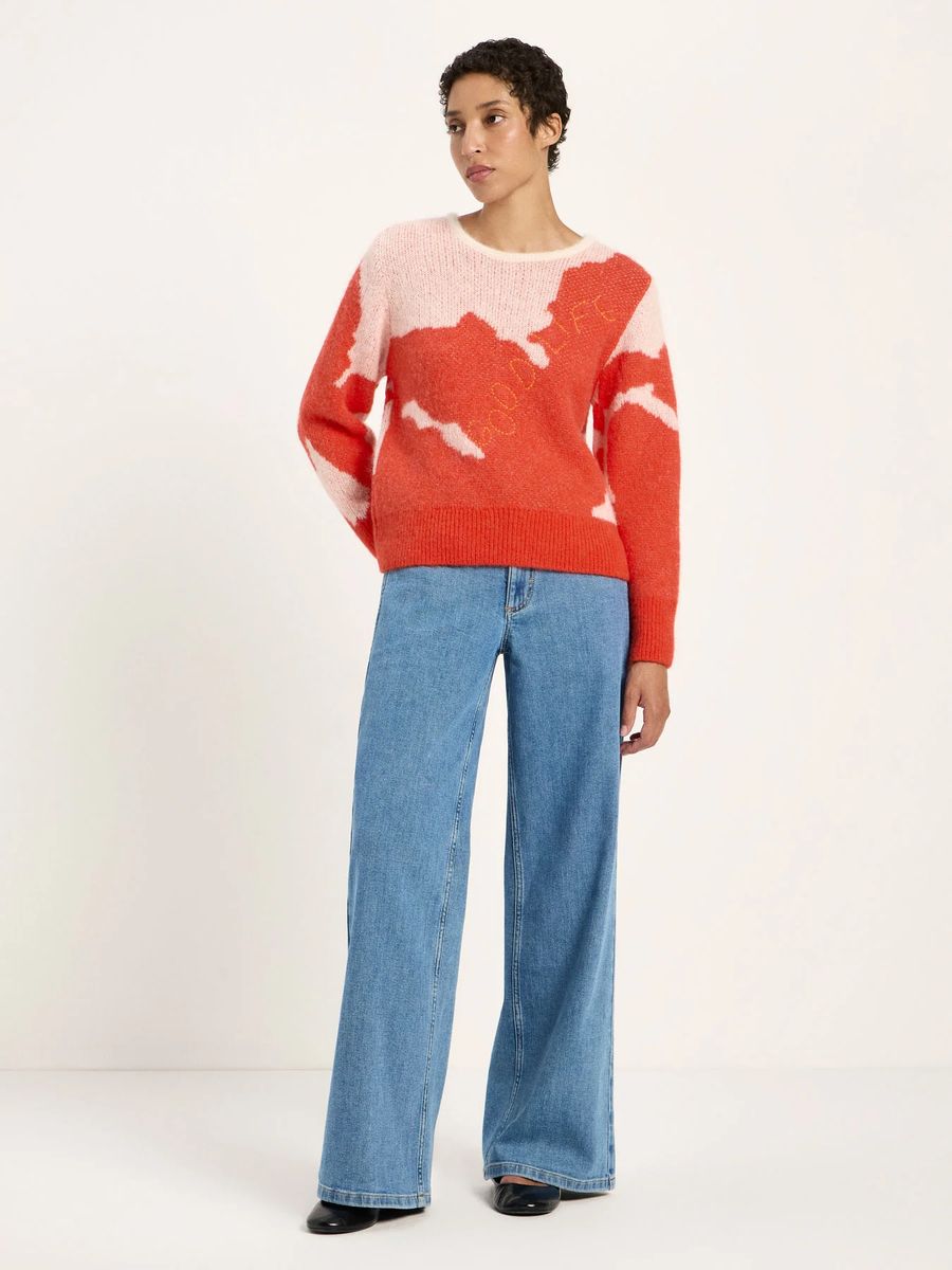 Abstrakter Jacquard-Pullover aus Wollmischung