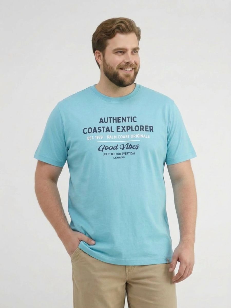 Baumwoll-T-Shirt mit Coastal Explorer Grafik