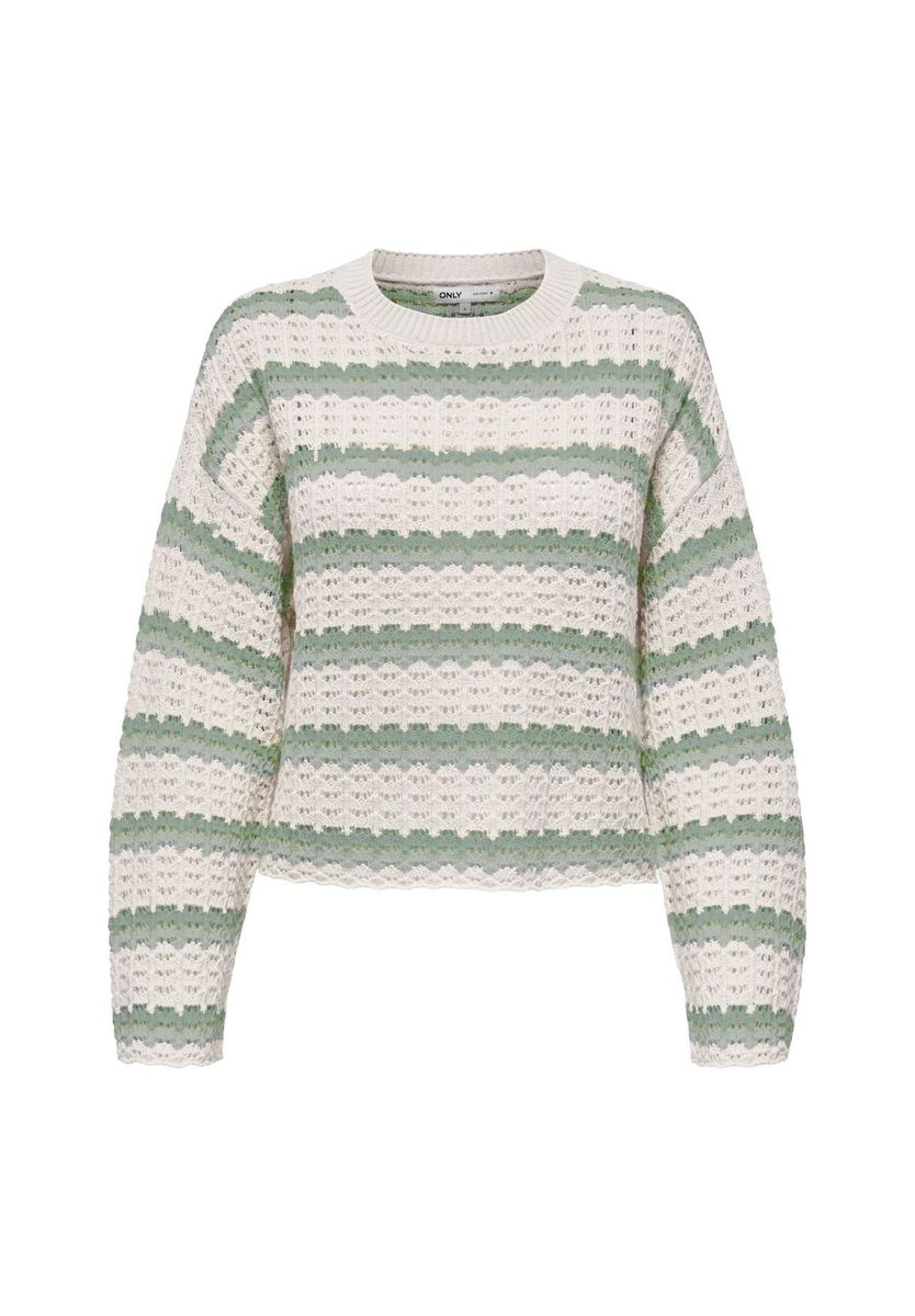 Gestreifter Strickpullover mit Rundhalsausschnitt