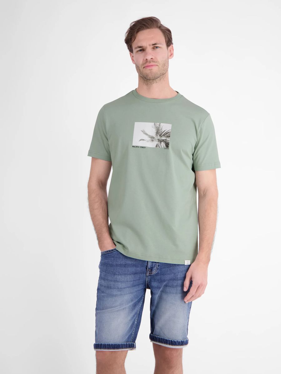 Baumwoll-T-Shirt mit Palmen-Grafik
