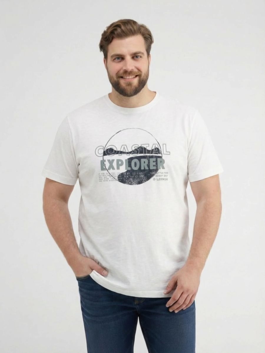 Baumwoll-T-Shirt mit Coastal Explorer Grafik