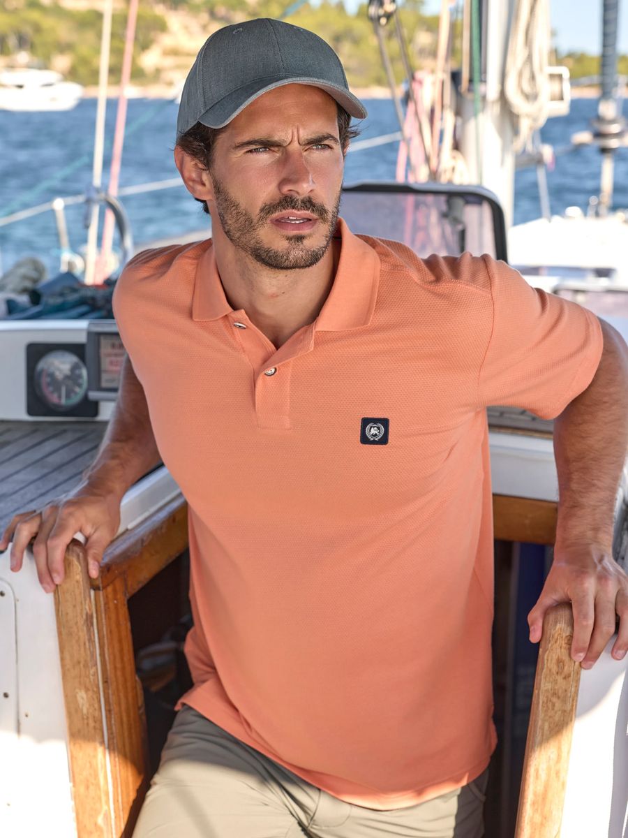 Strukturiertes Baumwoll-Piqué-Poloshirt