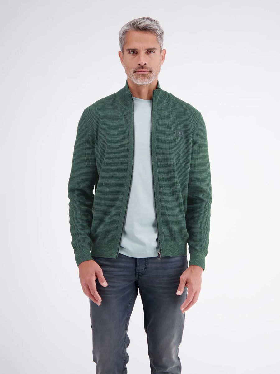 Strukturierte Baumwollstrickjacke mit Reißverschluss