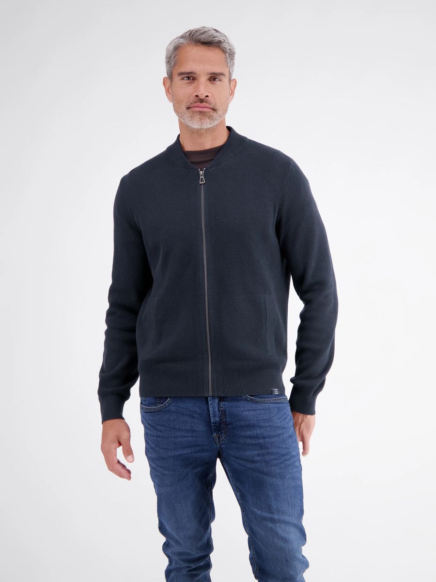 Strukturierte Baumwoll-Strickjacke mit Reißverschluss