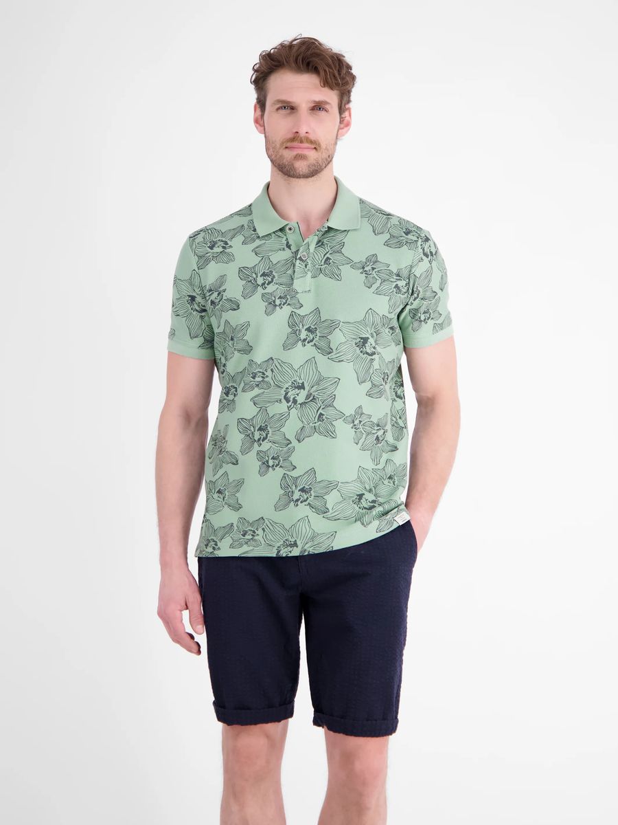 Poloshirt mit floralem Allover-Print