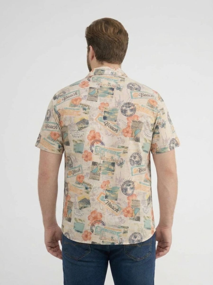 Kurzarmhemd mit Vintage-Reiseprint