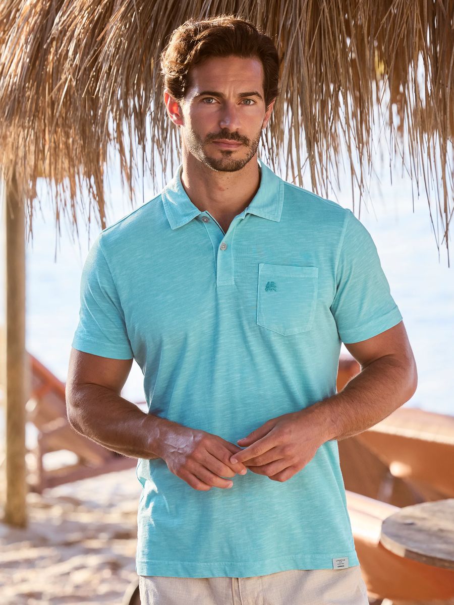Polo aus Jersey-Baumwolle mit Tasche